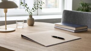 Juridiske dokumenter og en kuglepen til en artikel om Åbningsstatus.