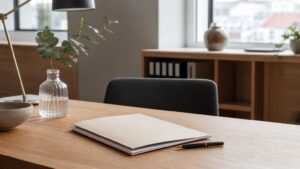 Juridiske dokumenter og en kuglepen til en artikel om Få hjælp fra en professionel bobestyrer.